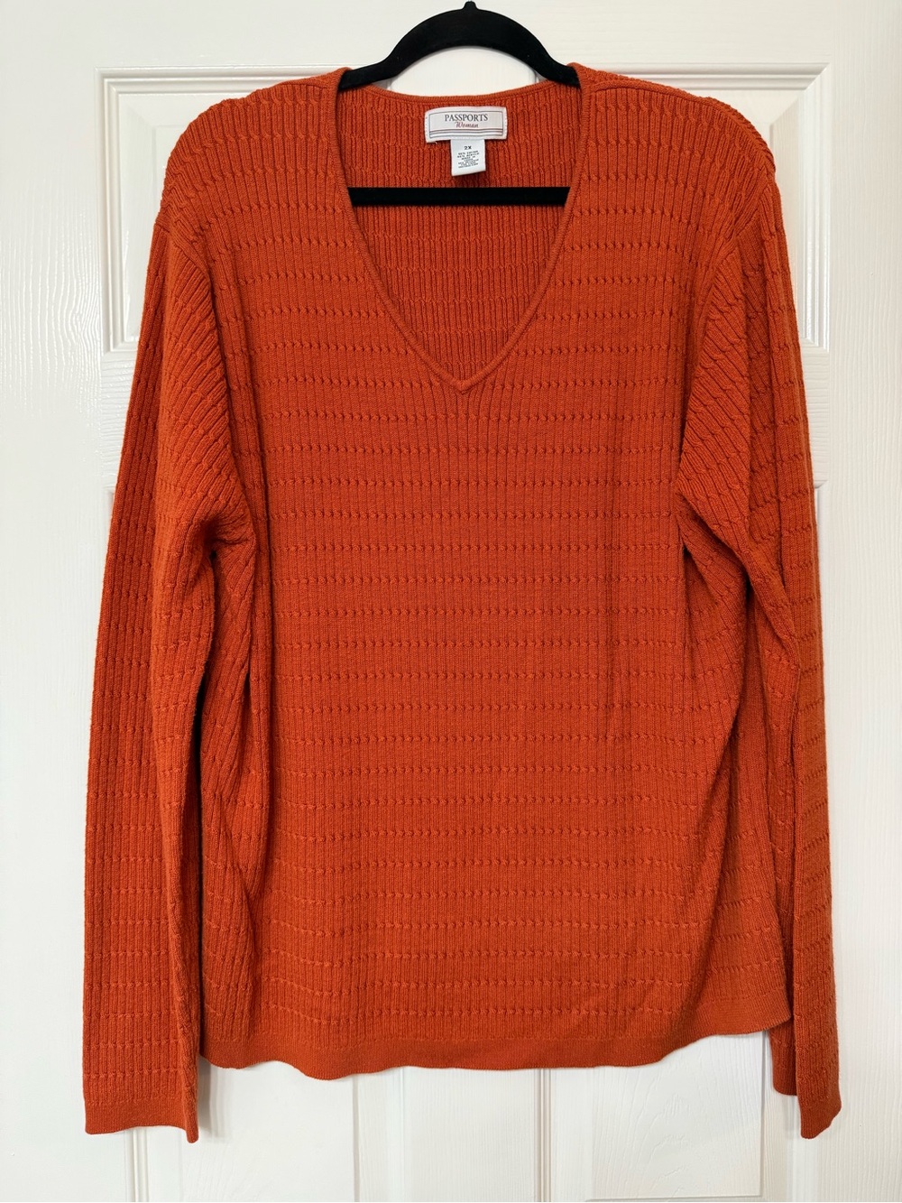 Passport Women's V-Neck Knit Sweater in Burnt Orange
